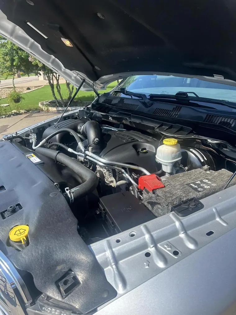 Cleaned and dressed pickup engine bay