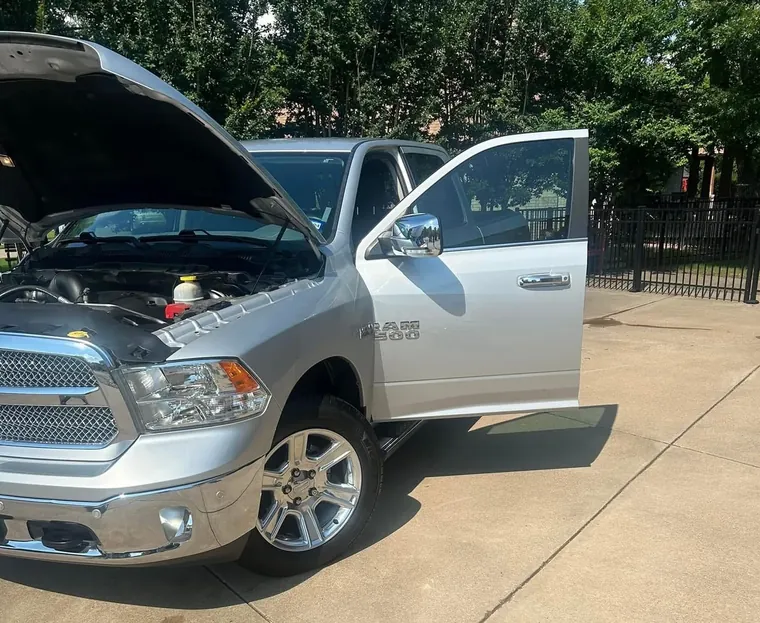 Silver Ram 1500 during a full detail