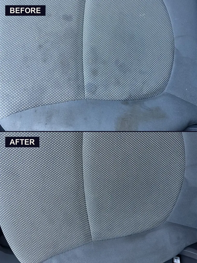 Cloth seat cushion before and after interior stain removal